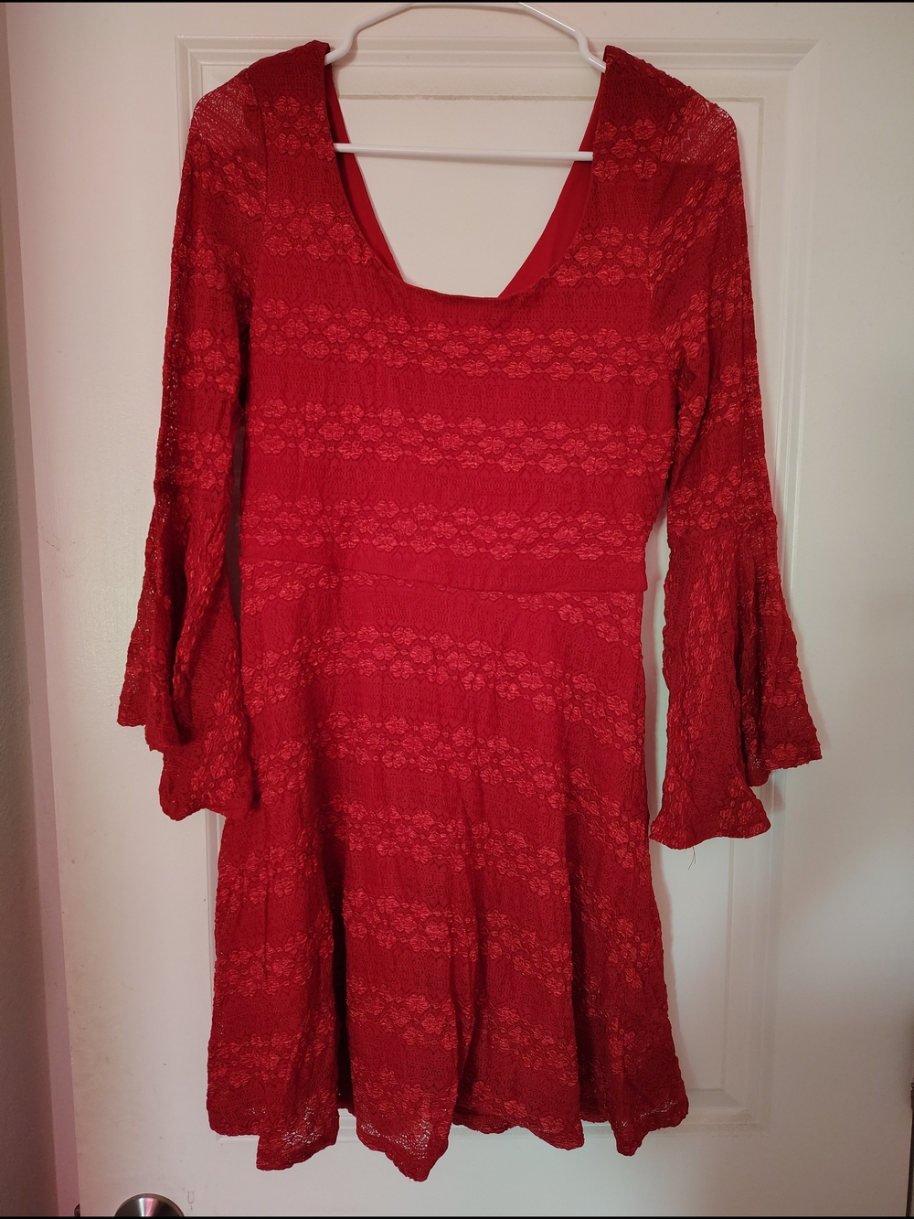 Love Reign Red Lace Flared Sleeve Dress
